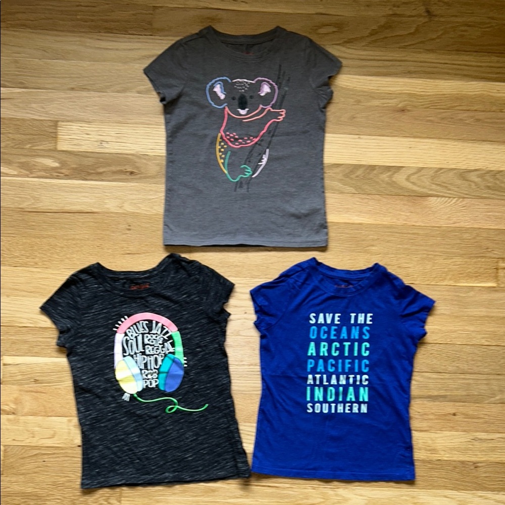 Kids Graphic T-Shirts - Gray, Black, and Blue